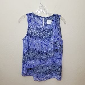 HD in Paris Anthropologie Sungarden Sleeveless Blouse in Blue